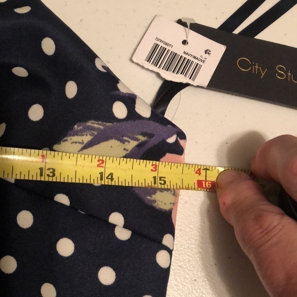 City Studio fit and flare black dress with pink, sz7 - Picture 5 of 6